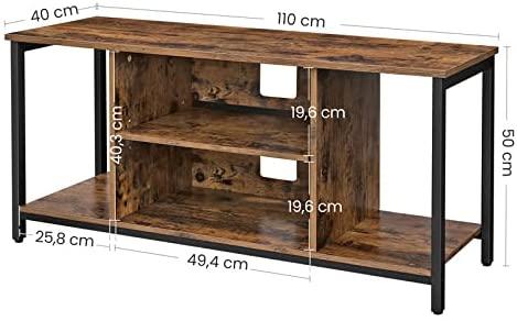 Buy TV Console Unit with Open Storage Rustic Brown and Black Industrial discounted | Products On Sale Australia