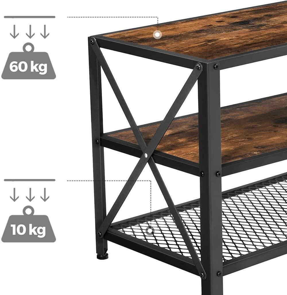 Buy TV Stand for 60-Inch TV with Industrial Style Steel Frame Rustic Brown and Black discounted | Products On Sale Australia