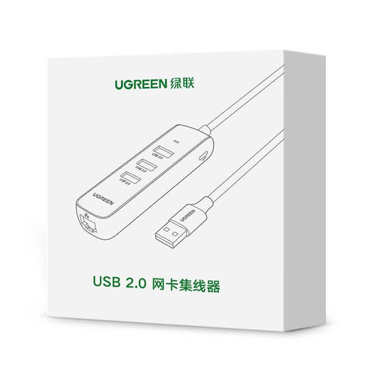 Buy UGREEN 20984 USB 2.0 to 3 x USB2.0 with RJ45 (100Mbps) Ethernet Adapter (Black) discounted | Products On Sale Australia