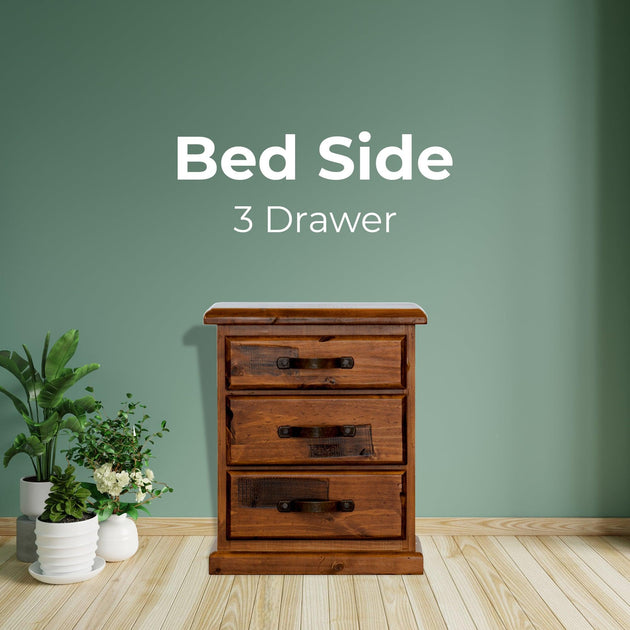 Buy Umber Bedside Tables 3 Drawers Storage Cabinet Shelf Side End Table - Dark Brown discounted | Products On Sale Australia