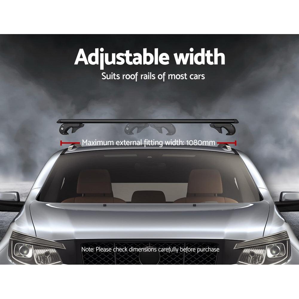 Buy Universal Car Roof Racks Pod Aluminium Cross Bars Adjustable 108cm Black discounted | Products On Sale Australia