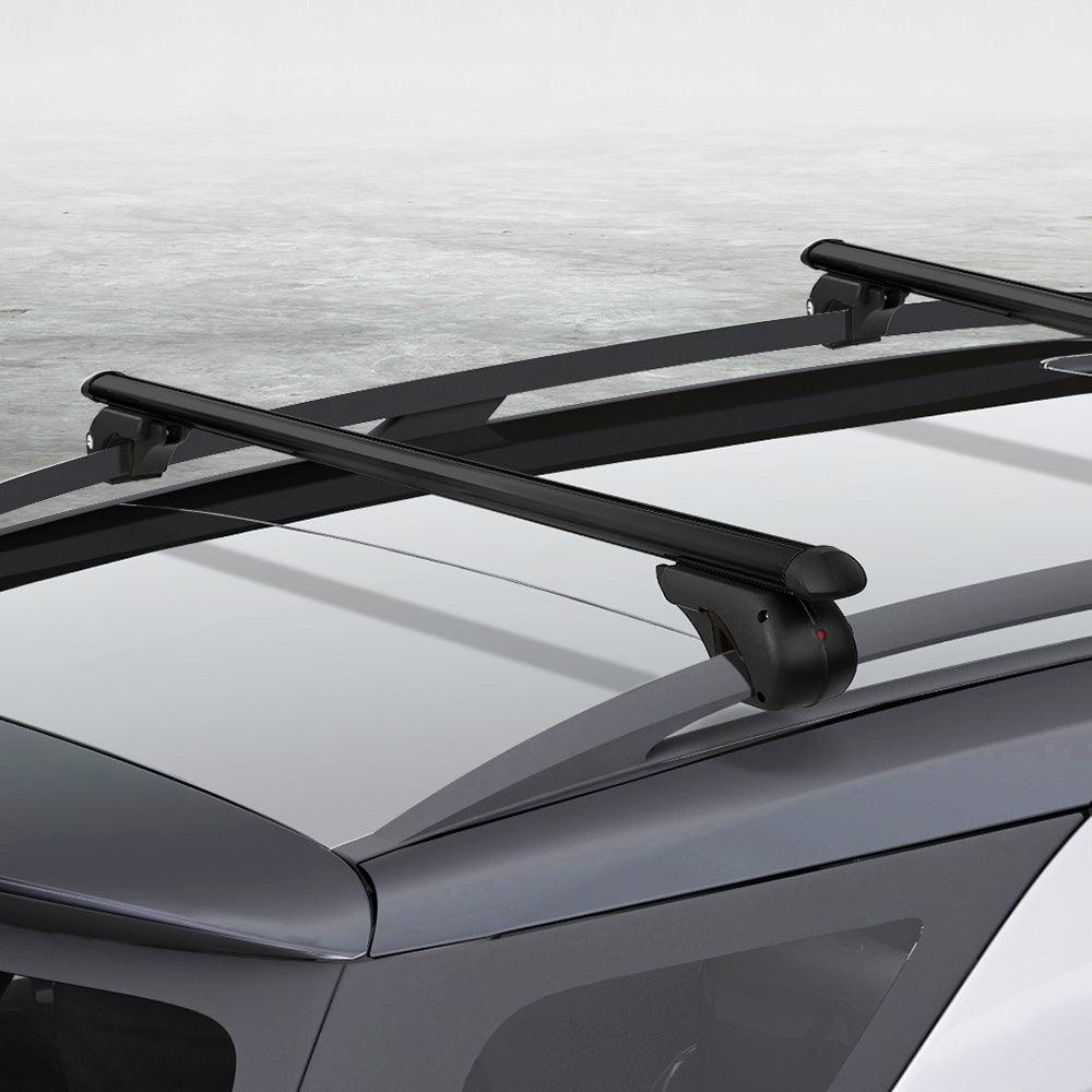 Buy Universal Car Roof Racks Pod Aluminium Cross Bars Adjustable 108cm Black discounted | Products On Sale Australia