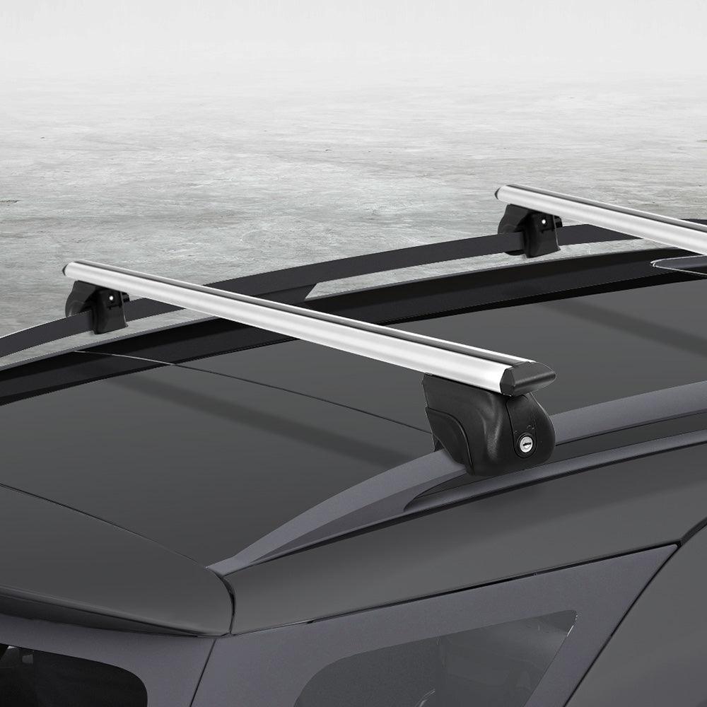 Buy Universal Car Roof Racks Pod Aluminium Cross Bars Upgraded Holder 111cm Silver discounted | Products On Sale Australia