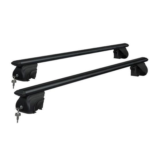 Buy Universal Car Roof Racks Pod Aluminium Cross Bars Upgraded Holder 126cm Black discounted | Products On Sale Australia