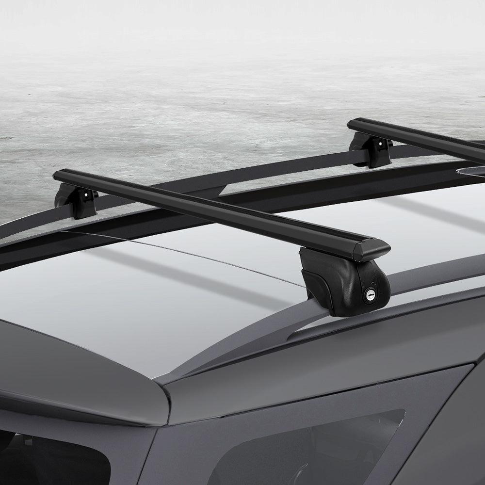 Buy Universal Car Roof Racks Pod Aluminium Cross Bars Upgraded Holder 126cm Black discounted | Products On Sale Australia