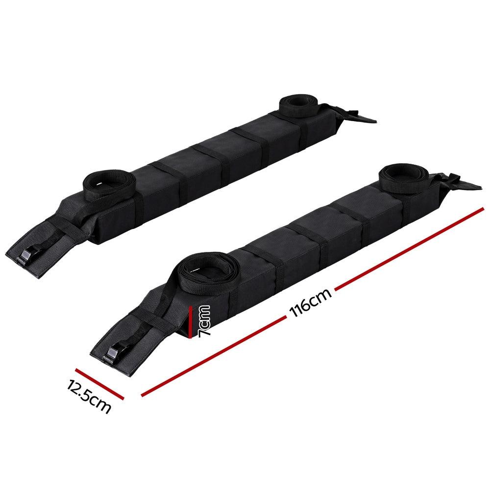 Buy Universal Soft Car Roof Rack 116cm Kayak Luggage Carrier Adjustable Strap Black discounted | Products On Sale Australia