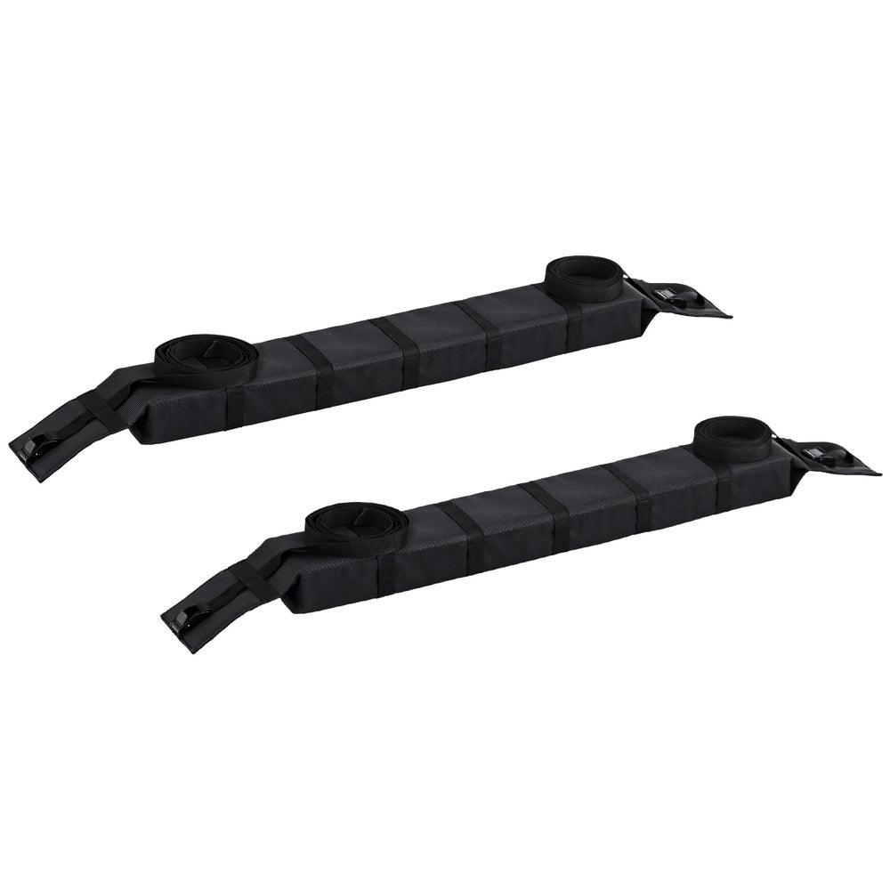 Buy Universal Soft Car Roof Rack 116cm Kayak Luggage Carrier Adjustable Strap Black discounted | Products On Sale Australia