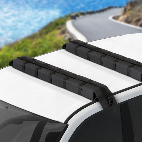 Buy Universal Soft Car Roof Rack 116cm Kayak Luggage Carrier Adjustable Strap Black discounted | Products On Sale Australia