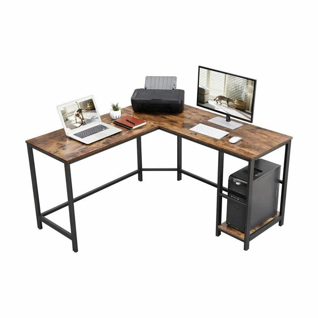 Buy VASAGLE L-Shaped Computer Desk Rustic Brown and Black discounted | Products On Sale Australia