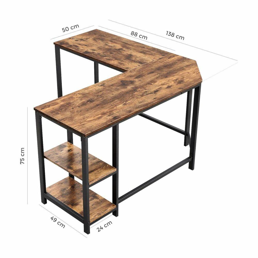 Buy VASAGLE L-Shaped Computer Desk Rustic Brown and Black discounted | Products On Sale Australia