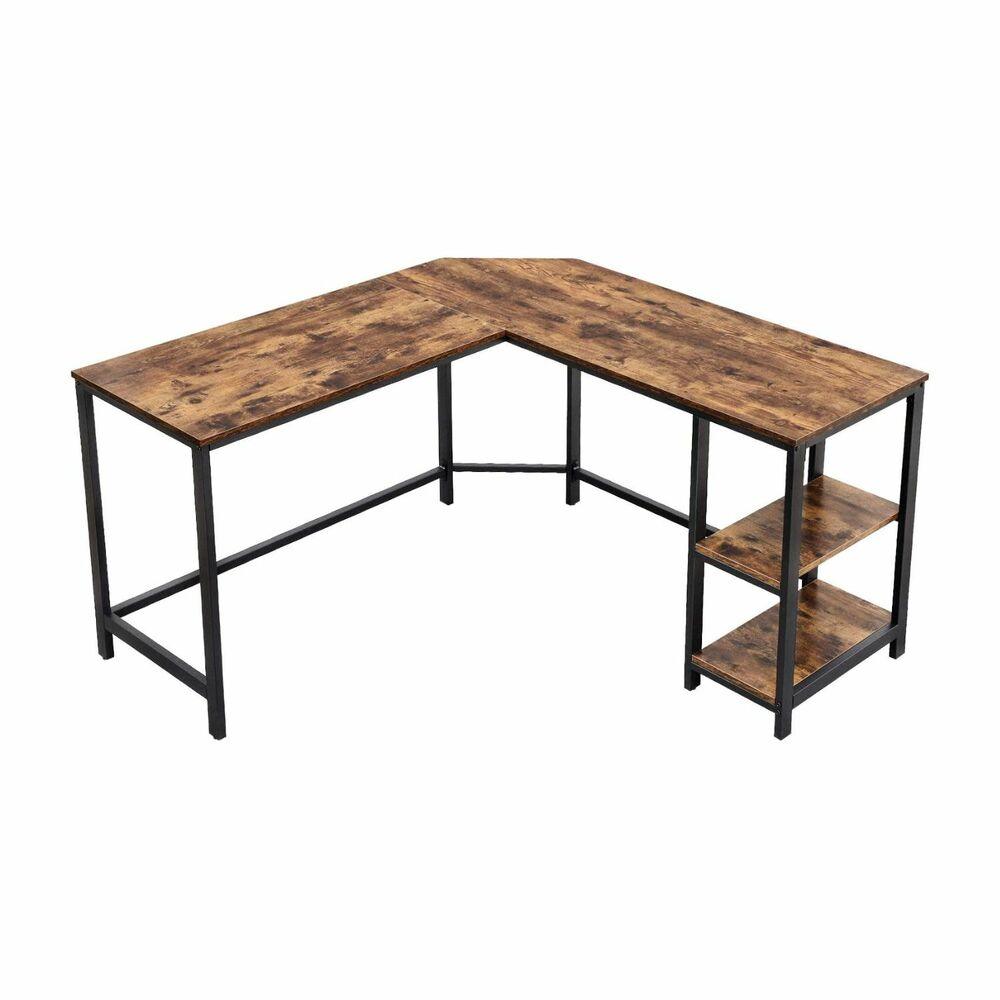 Buy VASAGLE L-Shaped Computer Desk Rustic Brown and Black discounted | Products On Sale Australia