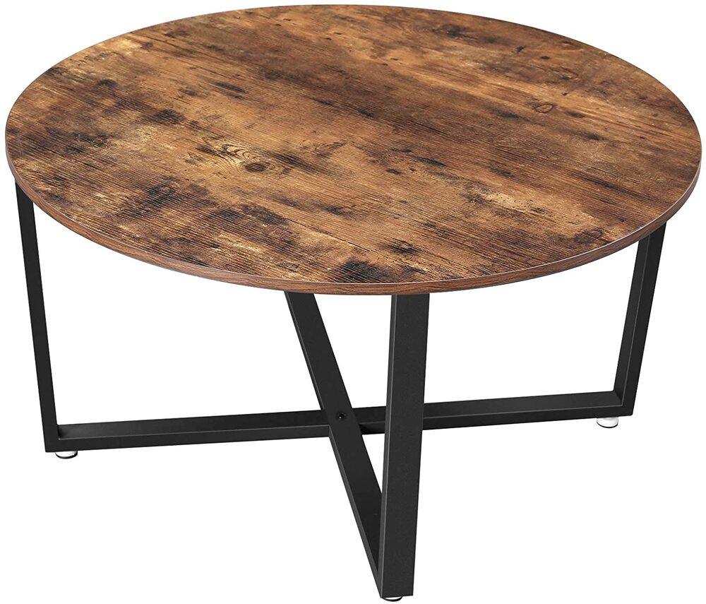 Buy VASAGLE Round Coffee Table Rustic Brown and Black discounted | Products On Sale Australia