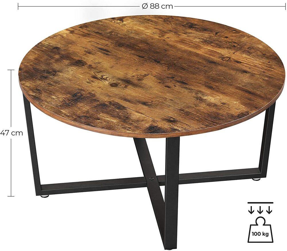 Buy VASAGLE Round Coffee Table Rustic Brown and Black discounted | Products On Sale Australia