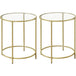 Buy VASAGLE Round Side Tables Set of 2 Tempered Glass with Steel Frame Gold discounted | Products On Sale Australia