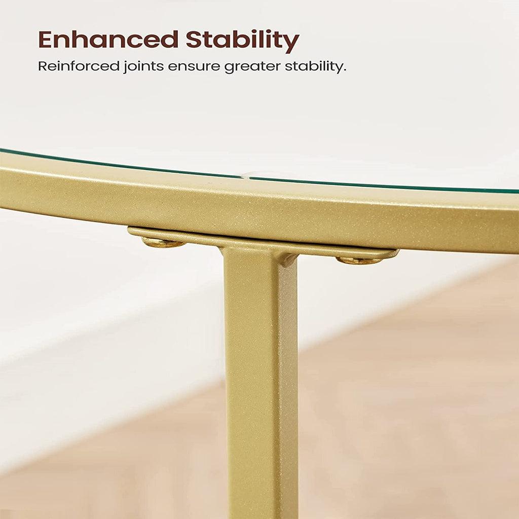 Buy VASAGLE Round Side Tables Set of 2 Tempered Glass with Steel Frame Gold discounted | Products On Sale Australia