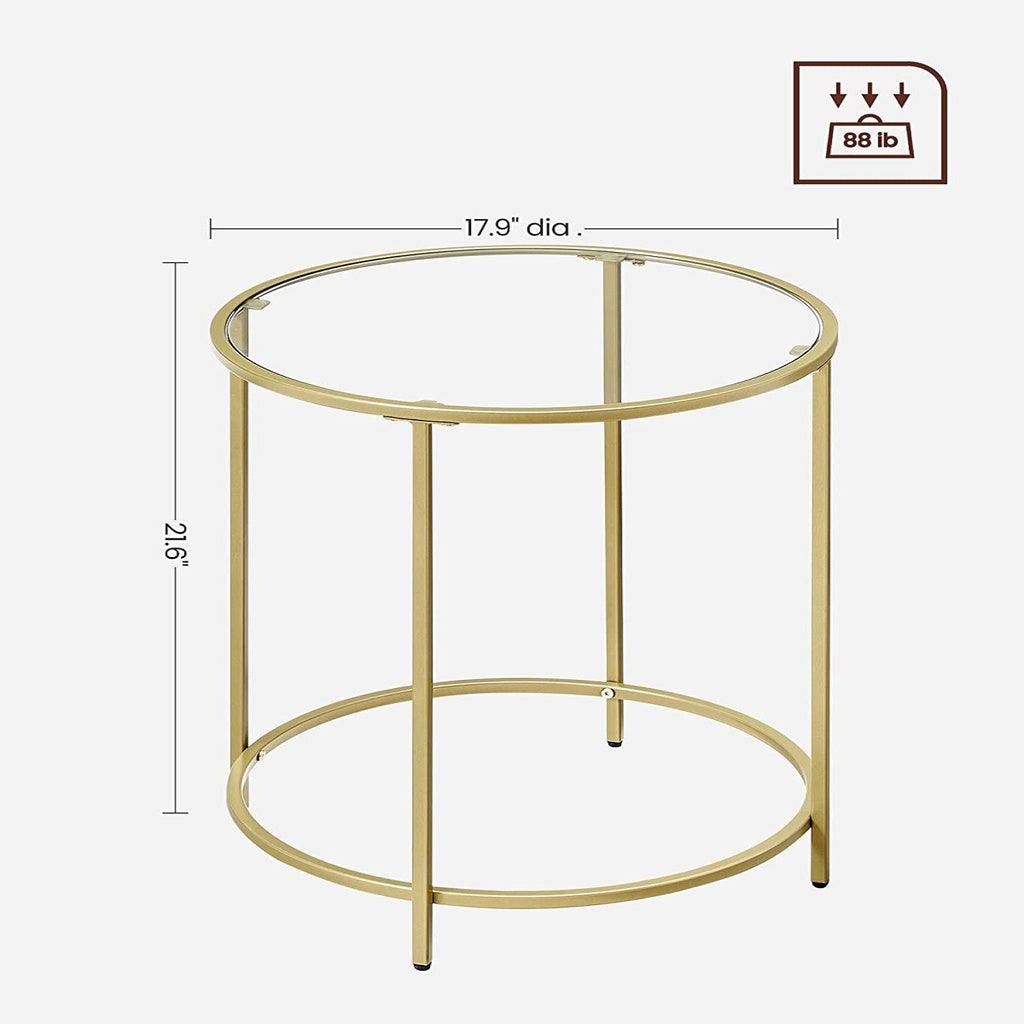 Buy VASAGLE Round Side Tables Set of 2 Tempered Glass with Steel Frame Gold discounted | Products On Sale Australia