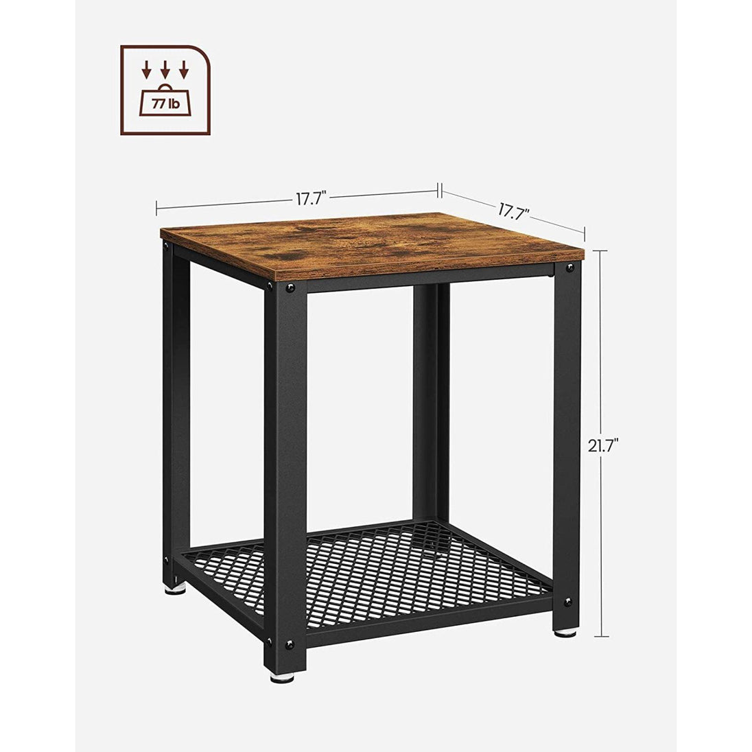 Buy VASAGLE Side Table with Mesh Shelf Rustic Brown and Black discounted | Products On Sale Australia