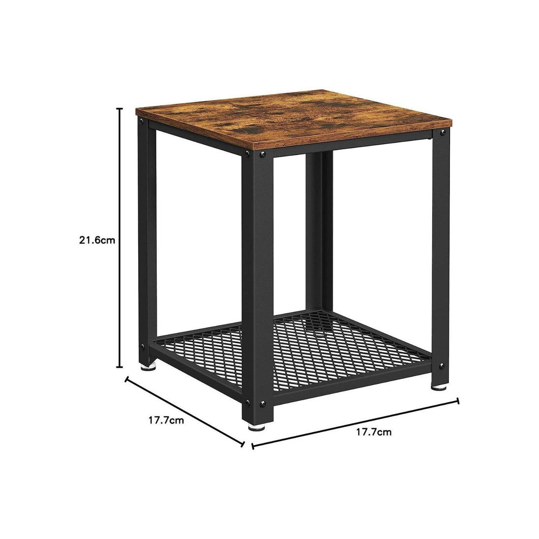 Buy VASAGLE Side Table with Mesh Shelf Rustic Brown and Black discounted | Products On Sale Australia