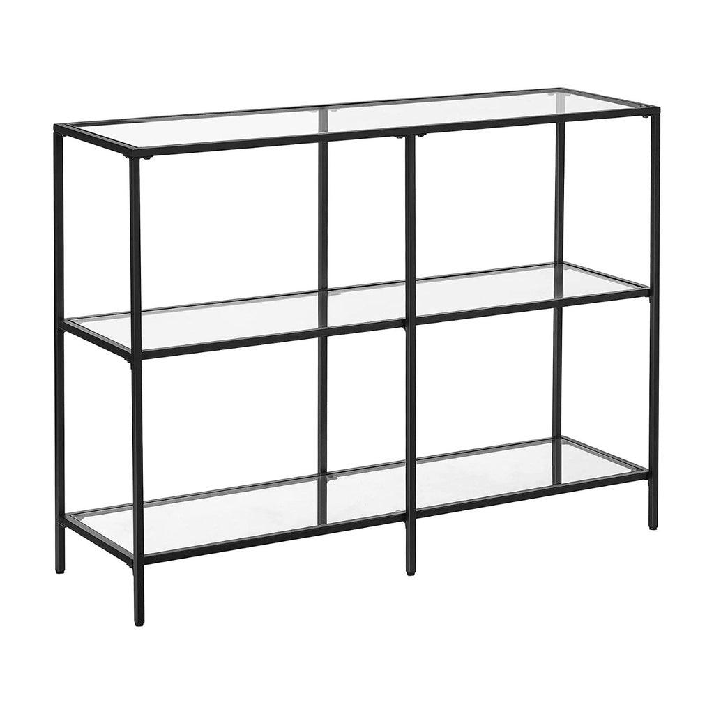 Buy VASAGLE Storage Rack Console Sofa Table with 3 Shelves Steel Frame Tempered Glass Shelf Modern Style Black discounted | Products On Sale Australia