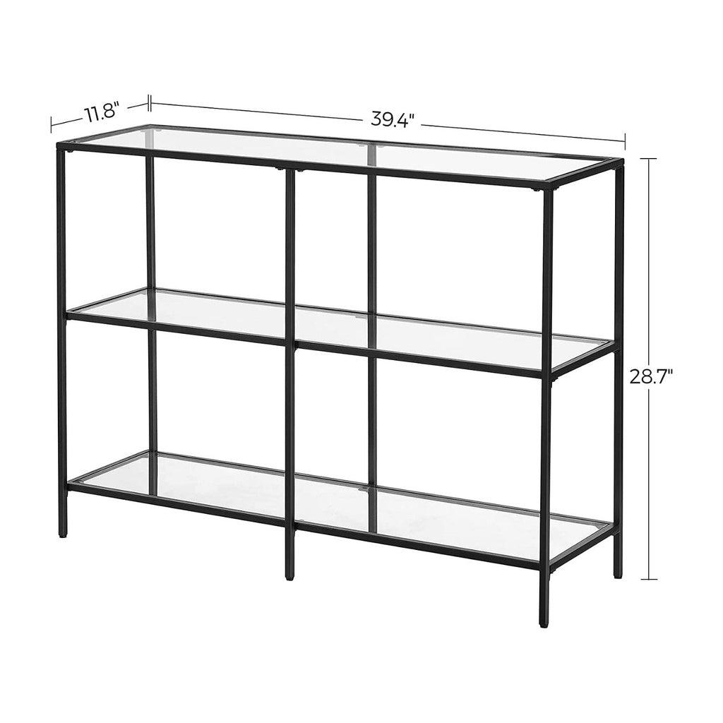 Buy VASAGLE Storage Rack Console Sofa Table with 3 Shelves Steel Frame Tempered Glass Shelf Modern Style Black discounted | Products On Sale Australia