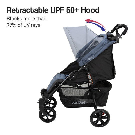 Buy Veebee Nav 4 Stroller Lightweight Pram For Newborns To Toddlers - Glacie discounted | Products On Sale Australia