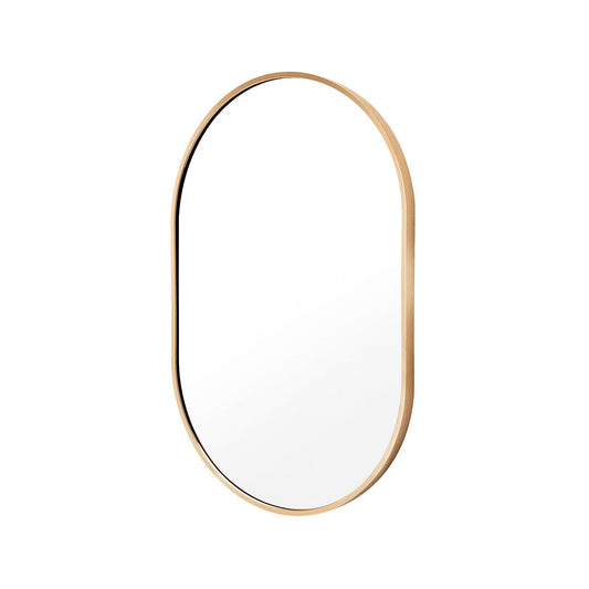 Buy Wall Mirror Oval Aluminum Frame Bathroom 50x75cm GOLD discounted | Products On Sale Australia