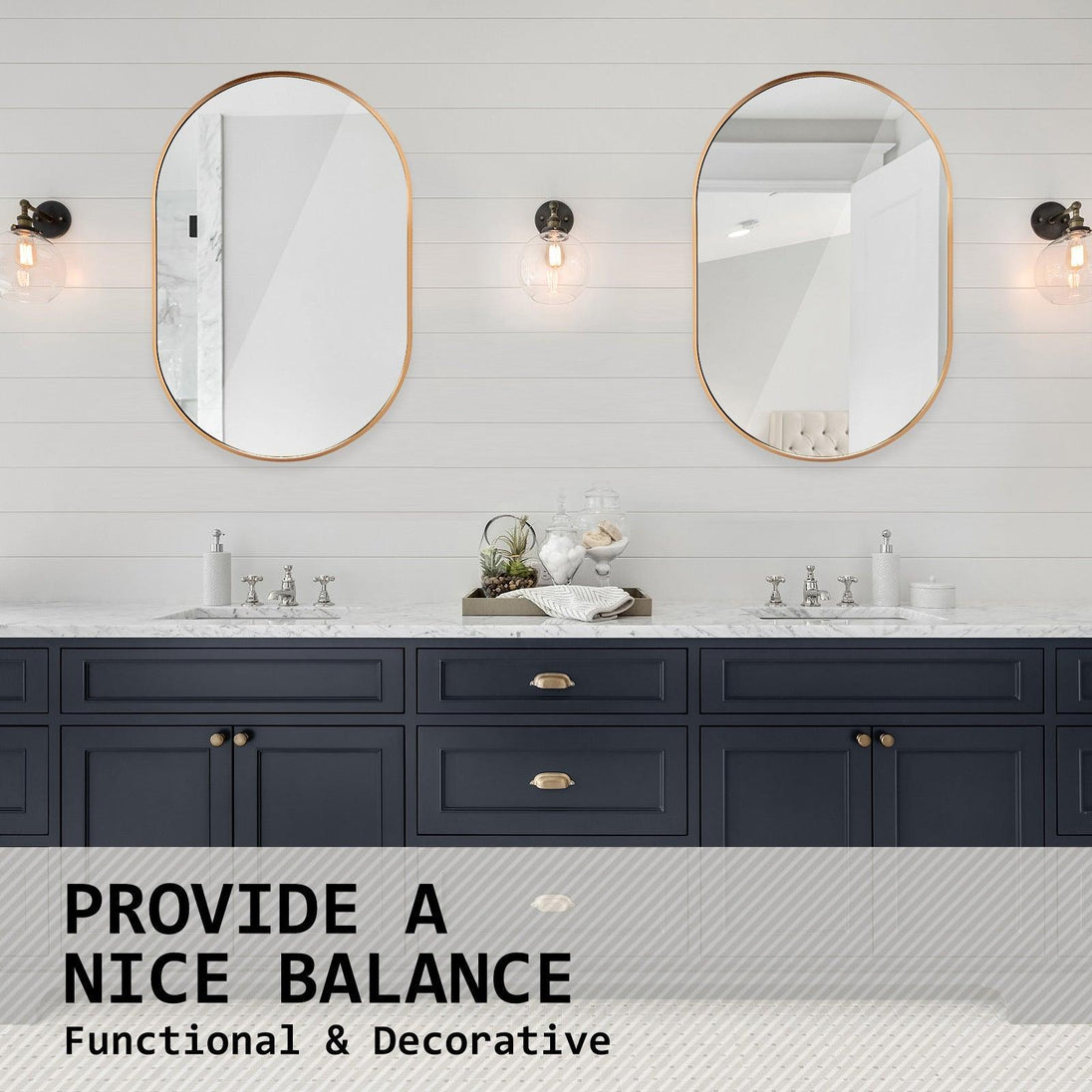 Buy Wall Mirror Oval Aluminum Frame Bathroom 50x75cm GOLD discounted | Products On Sale Australia