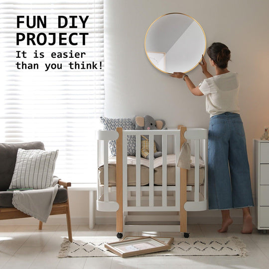 Buy Wall Mirror Round Aluminum Frame Bathroom 60cm GOLD discounted | Products On Sale Australia