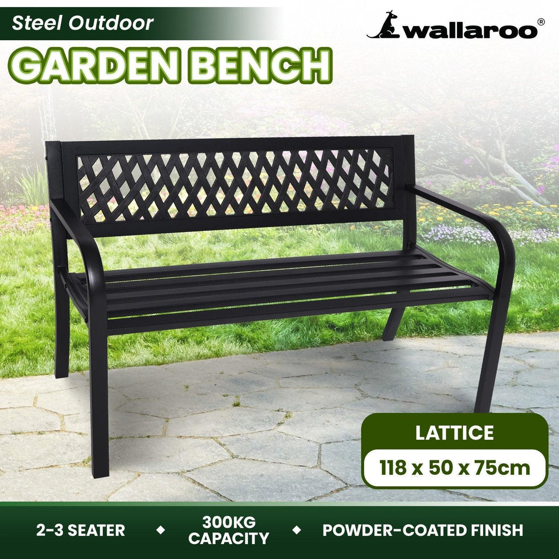 Buy Wallaroo Steel Outdoor Garden Bench - Lattice discounted | Products On Sale Australia