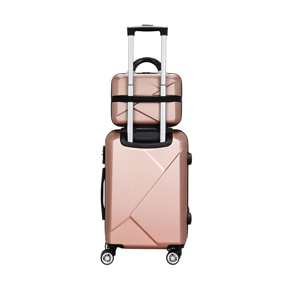 Buy Wanderlite 2pc Luggage 12" 20" Trolley Travel Suitcase Storage Carry On TSA Lock Rose Gold discounted | Products On Sale Australia