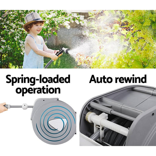 Buy Water Hose Reel 20M Retractable Auto Rewind Spray Gun Garden discounted | Products On Sale Australia