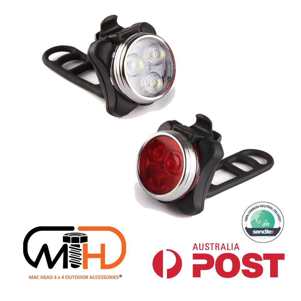 Buy Waterproof Bicycle Bike Lights Front Rear Tail Light Lamp USB Rechargeable IPX4 discounted | Products On Sale Australia