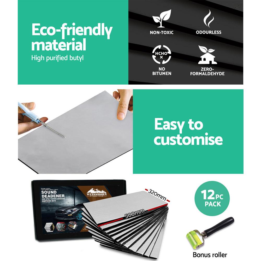 Buy Weisshorn Butyl Car Sound Deadener Mat Heat Insulation Sound Deadening 32CM X 50CM X 12pcs discounted | Products On Sale Australia