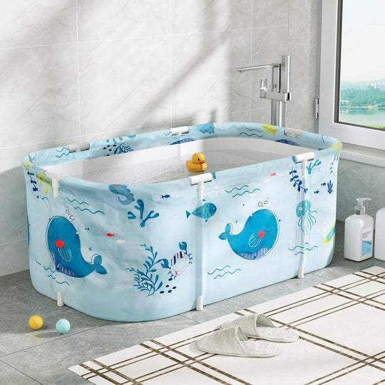 Buy Weisshorn Foldable Bathtub PVC Spa Bucket Inflatable Cushion 113x61cm Blue discounted | Products On Sale Australia