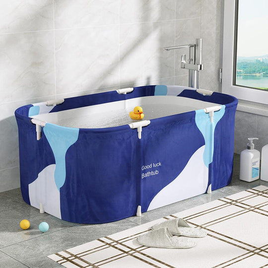 Buy Weisshorn Foldable Bathtub PVC Spa Bucket Inflatable Cushion 114x62cm Navy Blue discounted | Products On Sale Australia