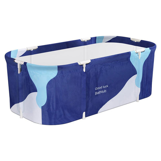 Buy Weisshorn Foldable Bathtub PVC Spa Bucket Inflatable Cushion 134x65cm Navy Blue discounted | Products On Sale Australia