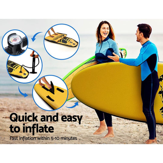 Buy Weisshorn Stand Up Paddle Board 10.6ft Inflatable SUP Surfboard Paddleboard Kayak Surf Yellow discounted | Products On Sale Australia