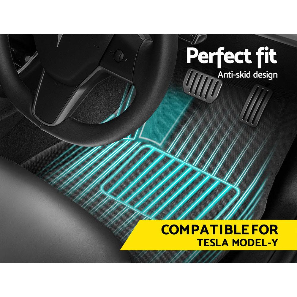 Buy Weisshorn Tesla Model Y Rubber Mats Carpets Front Rear Set RHD 21-24 discounted | Products On Sale Australia