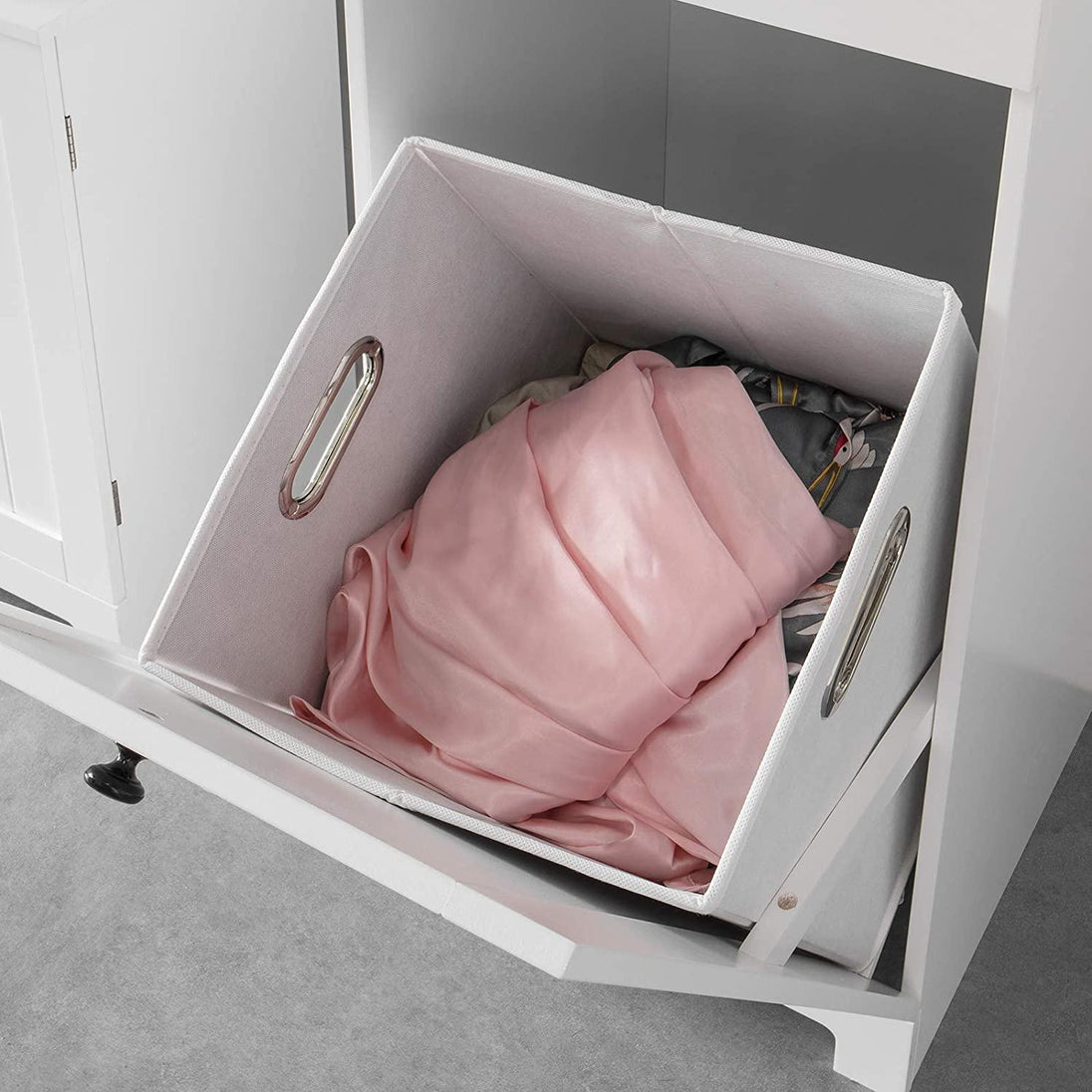 Buy White Bathroom Cabinet with Laundry Basket and Drawer discounted | Products On Sale Australia