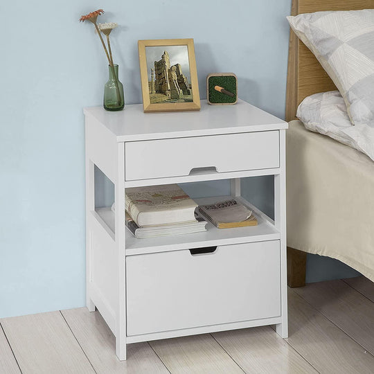 Buy White Bedside Table with 2 Drawers discounted | Products On Sale Australia