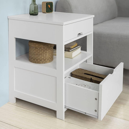 Buy White Bedside Table with 2 Drawers discounted | Products On Sale Australia