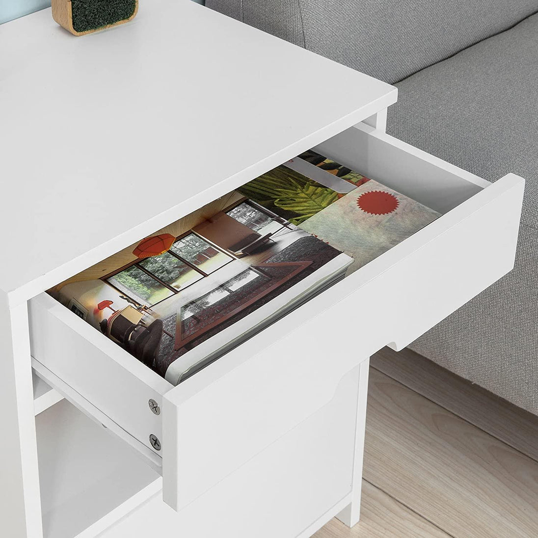 Buy White Bedside Table with 2 Drawers discounted | Products On Sale Australia