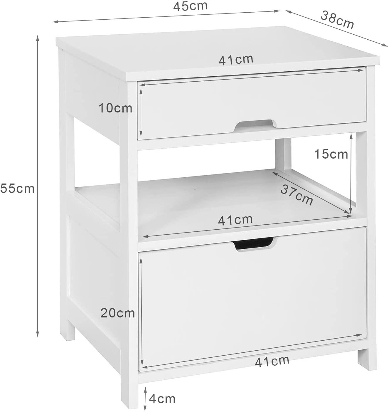 Buy White Bedside Table with 2 Drawers discounted | Products On Sale Australia