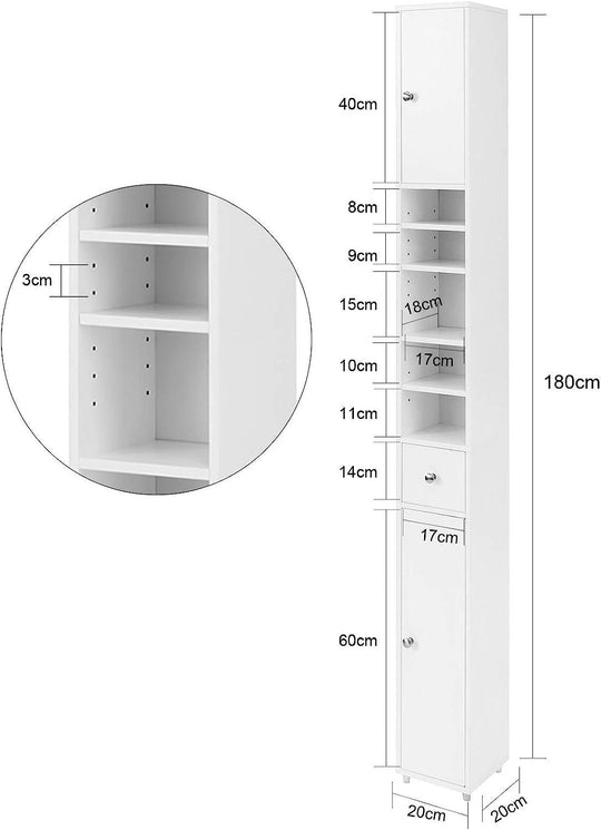 Buy White Tall Bathroom Cabinet High Storage discounted | Products On Sale Australia