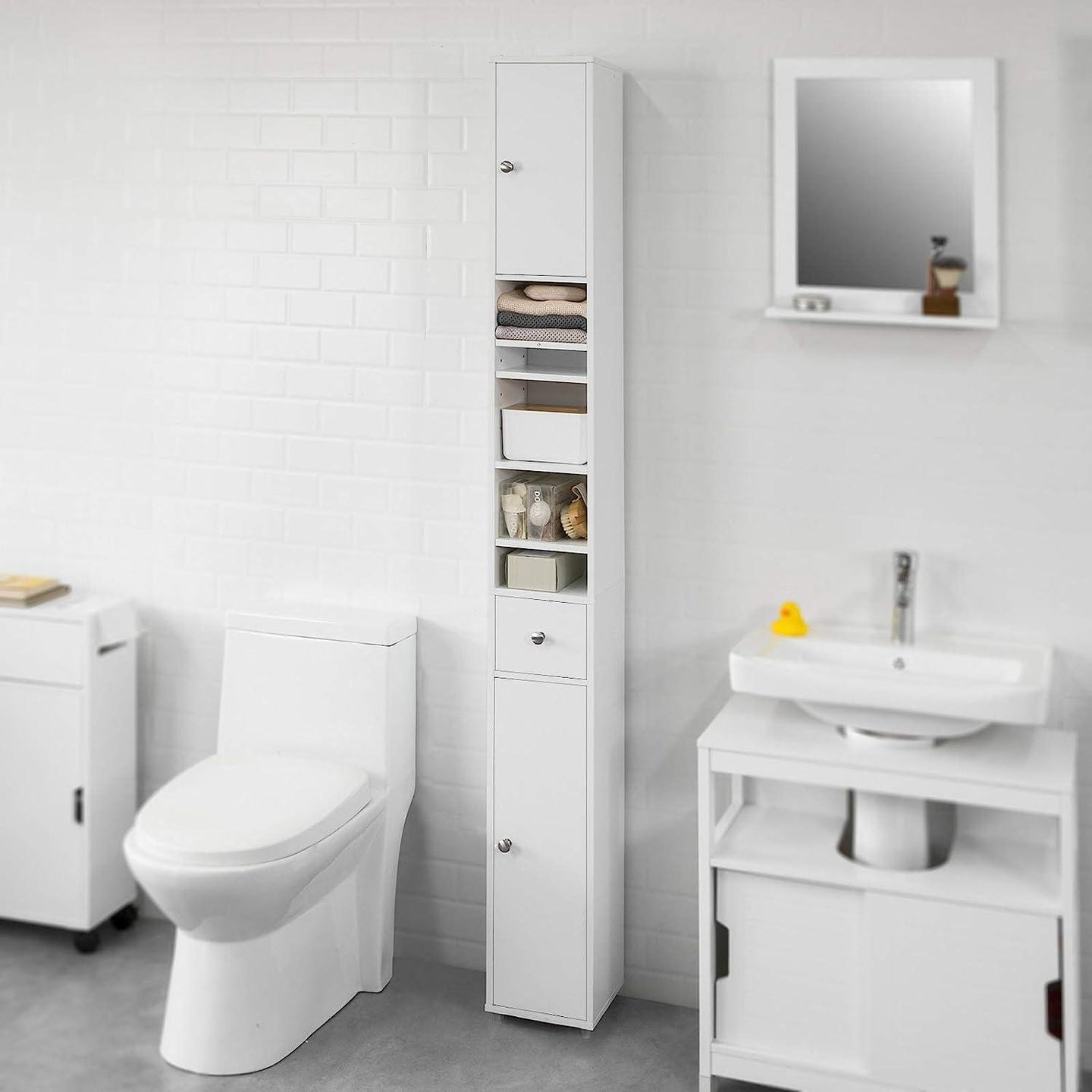 Buy White Tall Bathroom Cabinet High Storage discounted | Products On Sale Australia