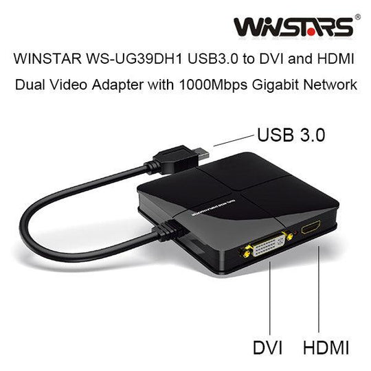 Buy Winstars USB 3.0 Dual Head Display with Gigabit Ethernet Adapter (WS-UG39DH1) discounted | Products On Sale Australia