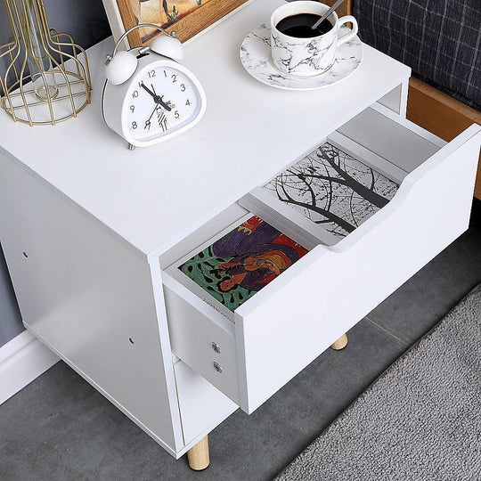 Buy Wooden Bedside Table 2 Drawers Cabinet Storage Night Stand discounted | Products On Sale Australia