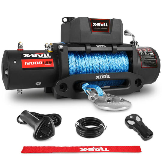 Buy X-BULL 12000LB Electric Winch 12V synthetic rope 4WD with Recovery Tracks Gen3.0 Black discounted | Products On Sale Australia