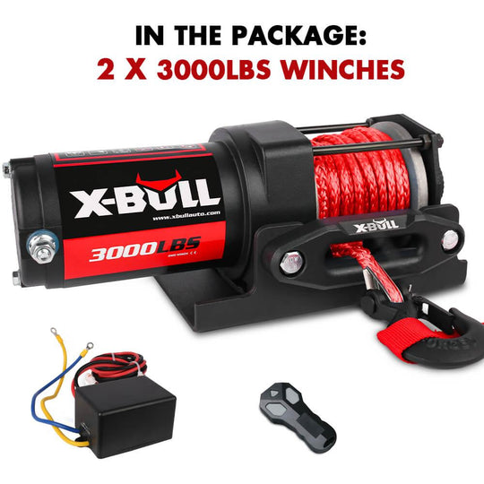 Buy X-BULL 12V Electric Winch Boat 3000LBS Synthetic Rope Wireless Remote ATV 4WD 2 Units discounted | Products On Sale Australia