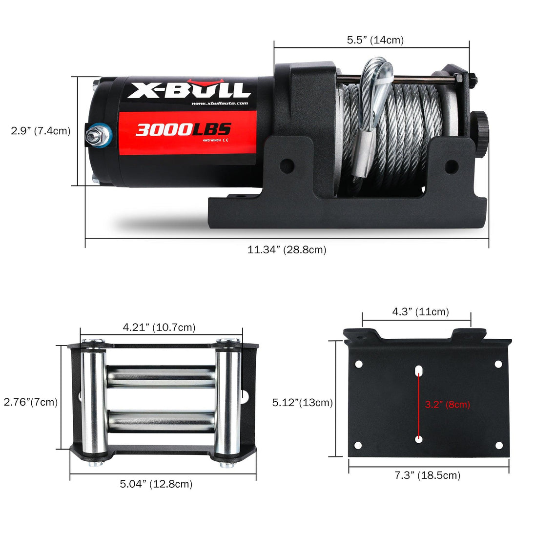 Buy X-BULL 3000LBS Electric Winch Steel Wire Cable 12V Boat ATV UTV Winch Trailer 4 Units discounted | Products On Sale Australia